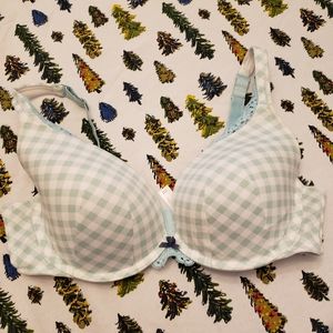 Blue and White Gingham Bra